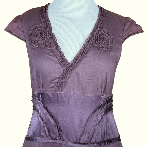 Saja Women’s Boho Lightweight Cotton Plum Midi Dress With Mini Ruffle De… - Picture 2 of 16